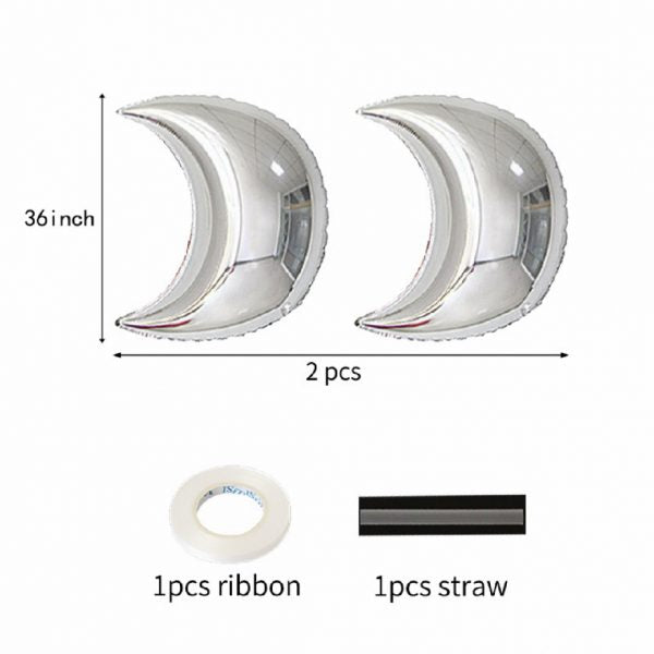 36" Self Sealing Crescent Foil Balloon - 2 Pcs