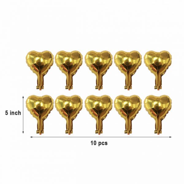 5" Heart Shaped Foil Balloons - Pack of 10