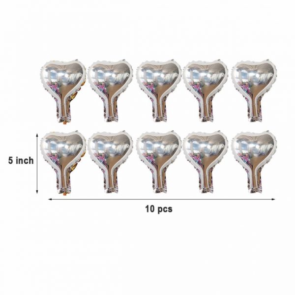 5" Heart Shaped Foil Balloons - Pack of 10