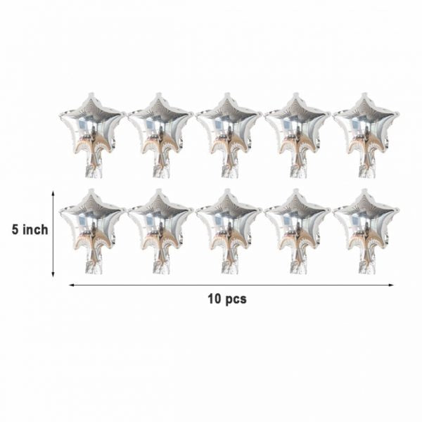 5" Star Shaped Foil Balloons - Pack of 10