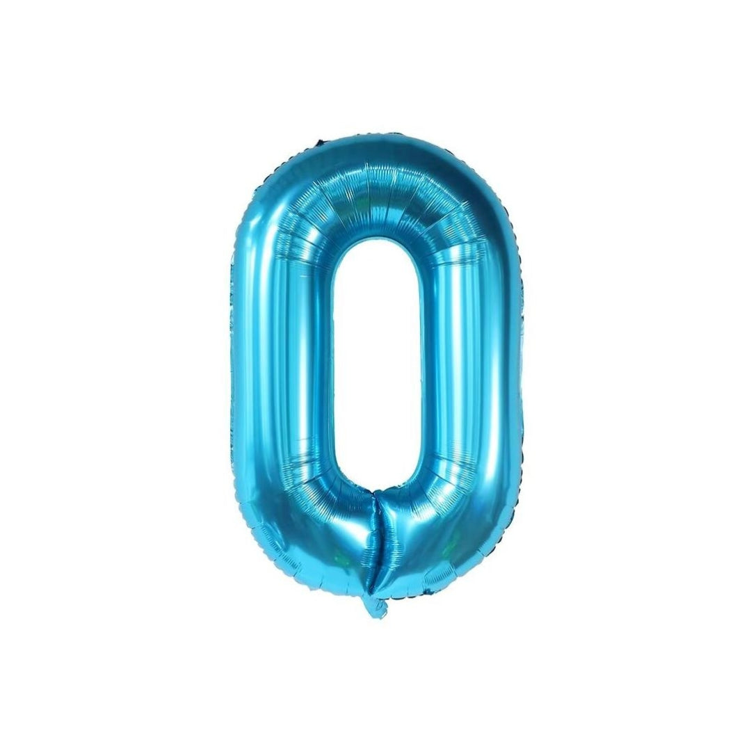 Blue 34-inch Foil Balloon Number 0