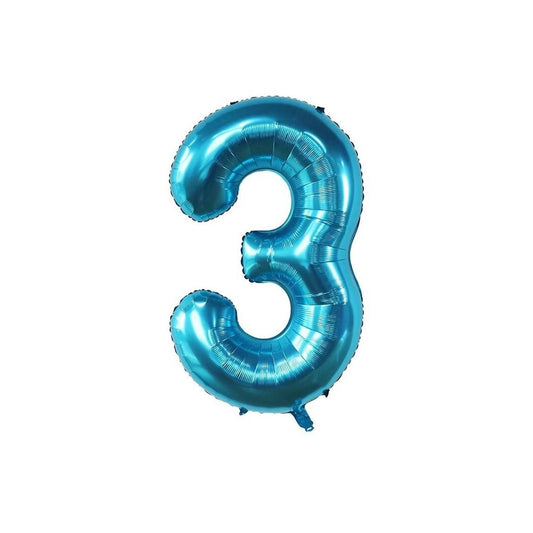 Blue 34-inch Foil Balloon Number 3