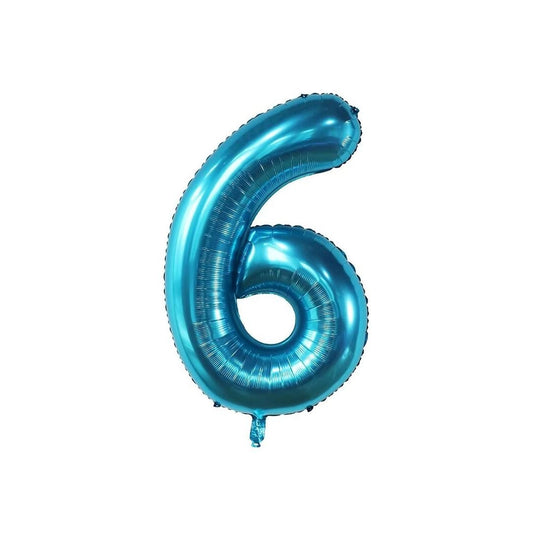 Blue 34-inch Foil Balloon Number 6