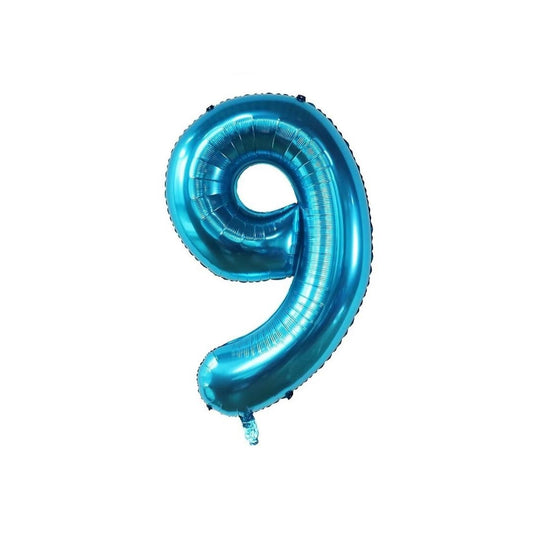 Blue 34-inch Foil Balloon Number 9