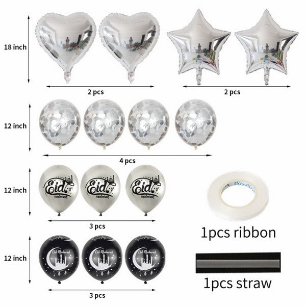 Eid Mubarak Foil & Latex Balloons Set