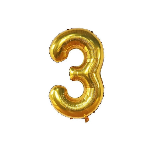 Gold 34-inch Foil Balloon Number 3