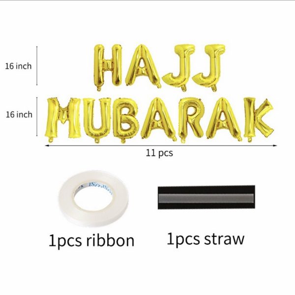 Hajj Mubarak Letters Foil Balloon Set