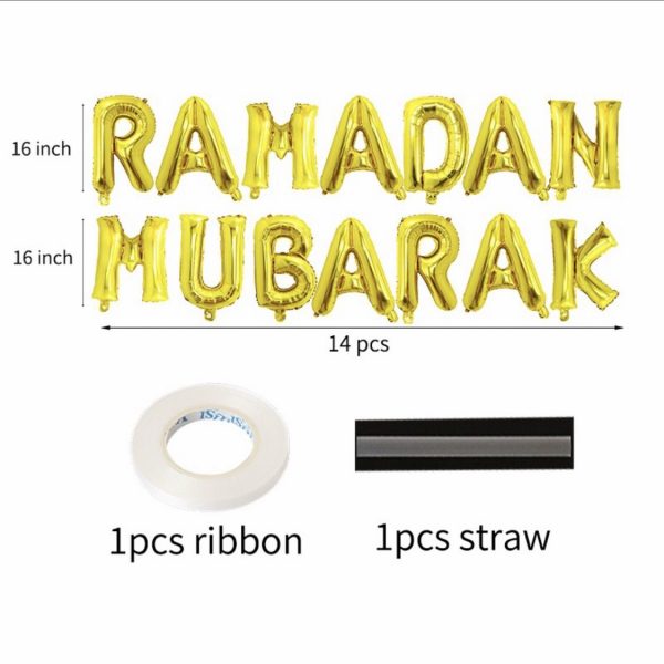 Ramadan Mubarak Letters Foil Balloon Set