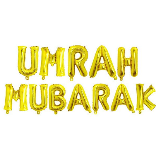 Umrah Mubarak Letters Foil Balloon Set
