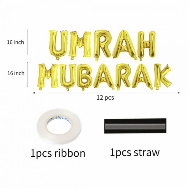 Umrah Mubarak Letters Foil Balloon Set