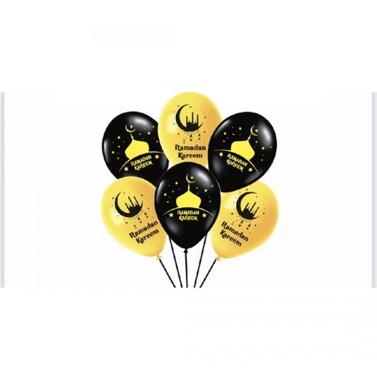 Gold & Black Ramadan Mubarak Latex Balloons Set
