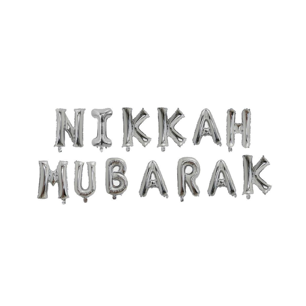 Nikah Mubarak 16-inch Balloon Set Silver