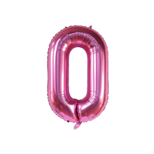 Pink 34-inch Foil Balloon Number 0