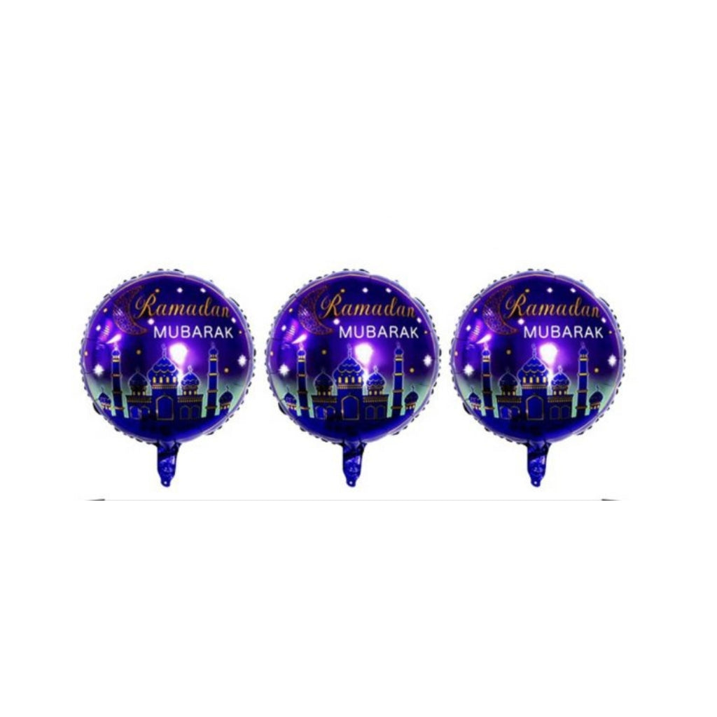Ramadan Mubarak 18" Purple Foil Balloon - Set of 3