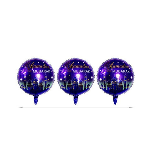 Ramadan Mubarak 18" Purple Foil Balloon - Set of 3