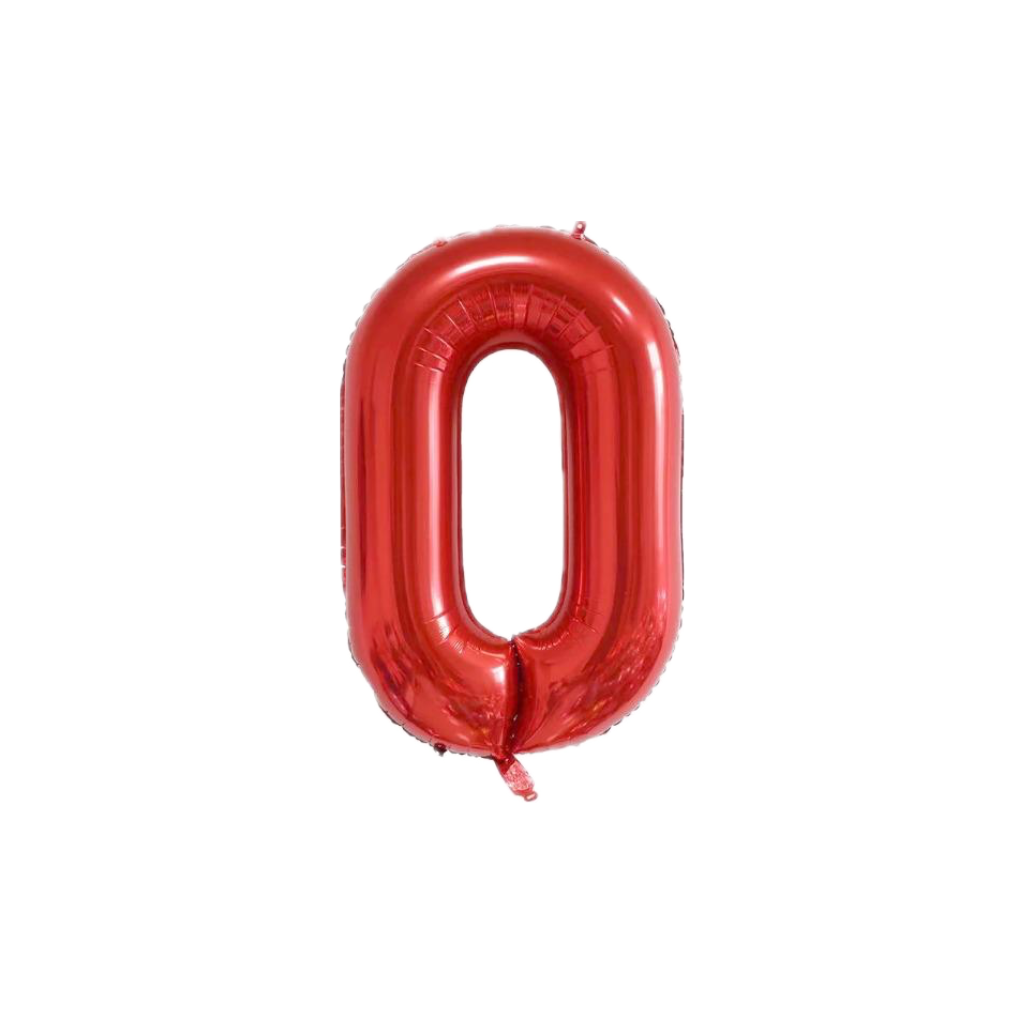 Red 34-inch Foil Balloon Number 0