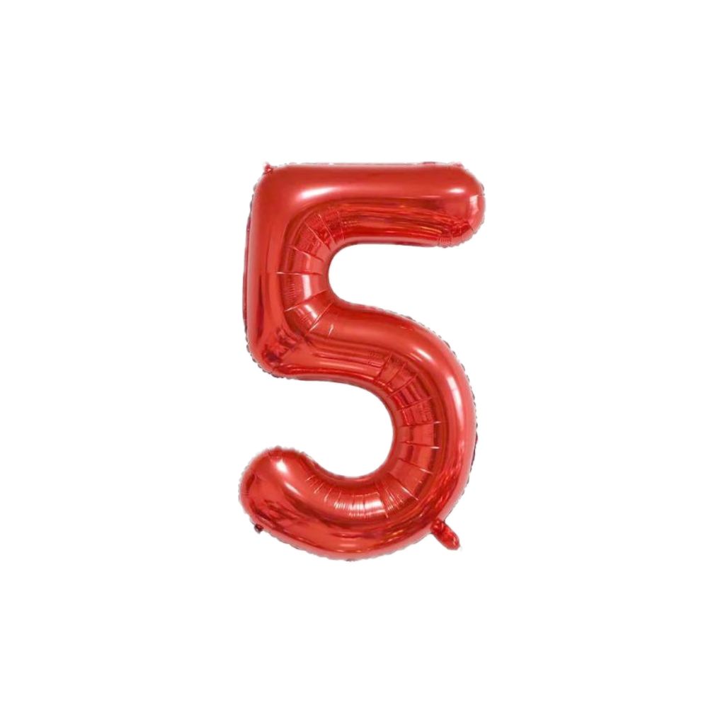 Red 34-inch Foil Balloon Number 5