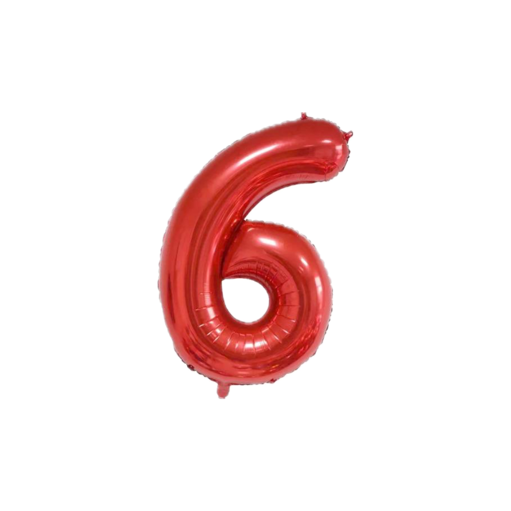 Red 34-inch Foil Balloon Number 6