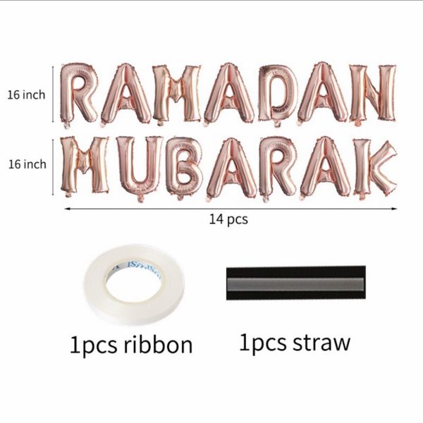 Ramadan Mubarak Letters Foil Balloon Set