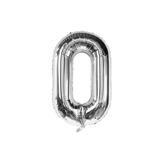 Silver 34-inch Foil Balloon Number 0