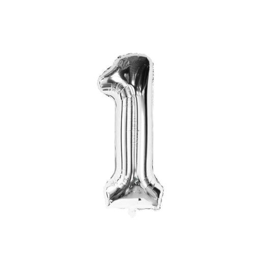 Silver 34-inch Foil Balloon Number 1