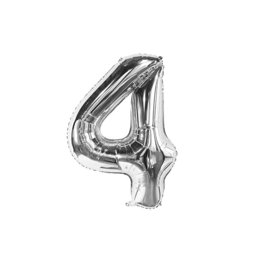 Silver 34-inch Foil Balloon Number 4