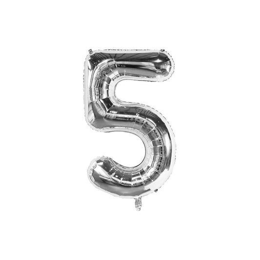 Silver 34-inch Foil Balloon Number 5