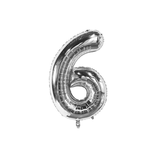 Silver 34-inch Foil Balloon Number 6