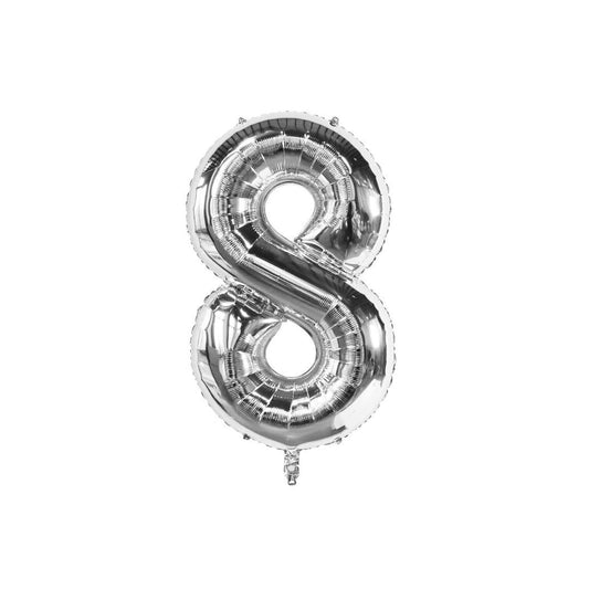 Silver 34-inch Foil Balloon Number 8