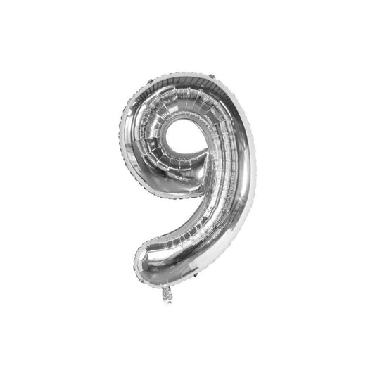 Silver 34-inch Foil Balloon Number 9