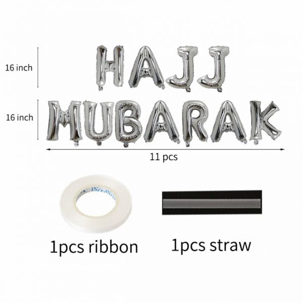 Hajj Mubarak Letters Foil Balloon Set