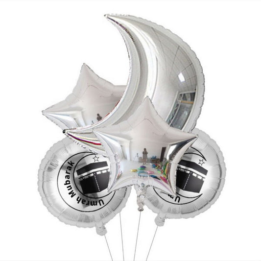 Silver Umrah Mubarak Balloons Set