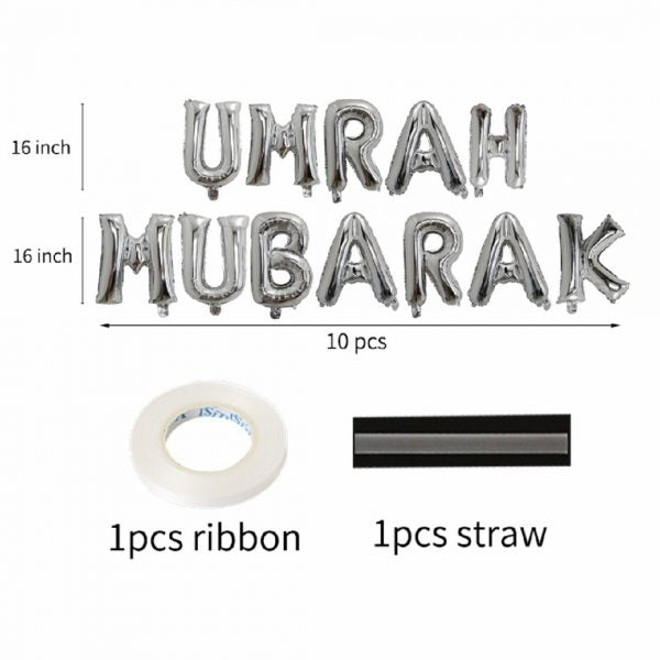 Umrah Mubarak Letters Foil Balloon Set