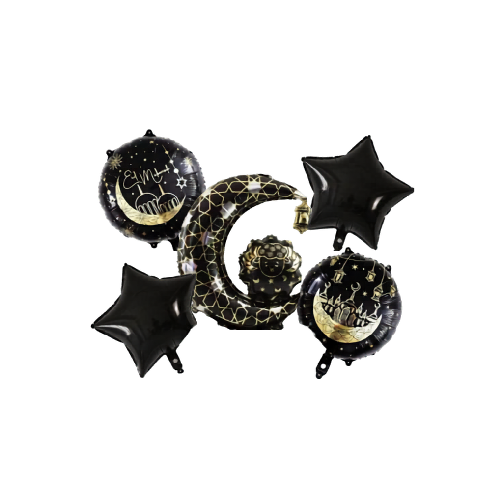 Eid ul Adha Mubarak Crescent Foil Balloon Black (ONE PIC MISSING)