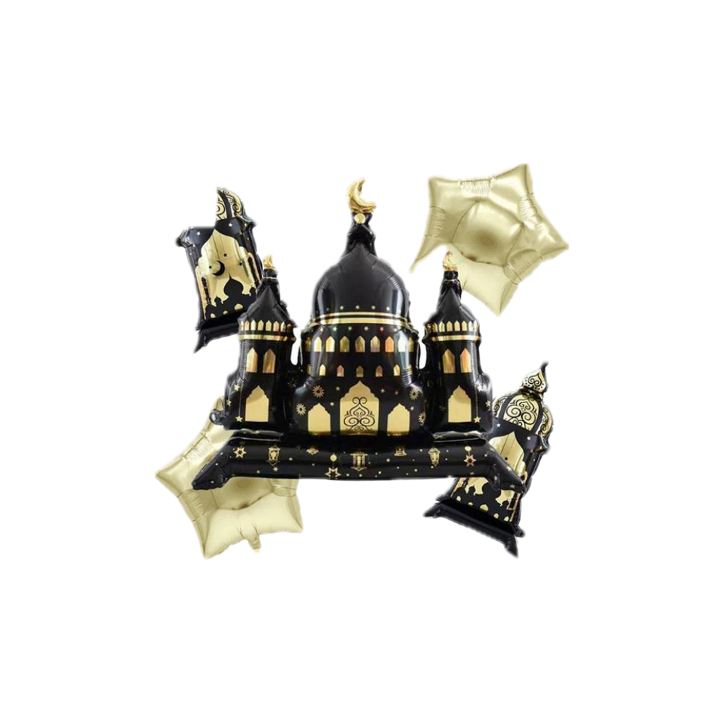 5 Pcs Mosque Islamic Foil Balloons Set Black