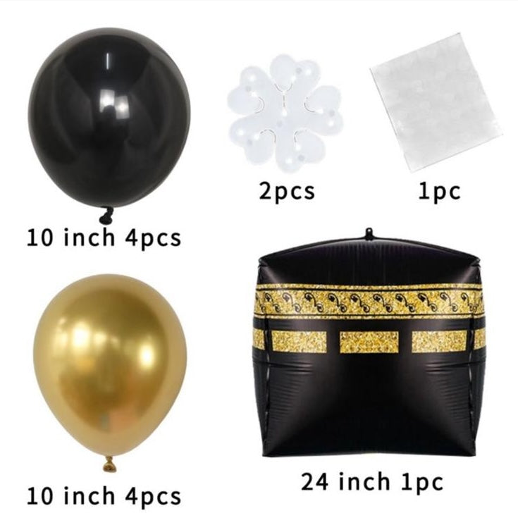 9 Pcs Umrah Mubarak Balloons Set