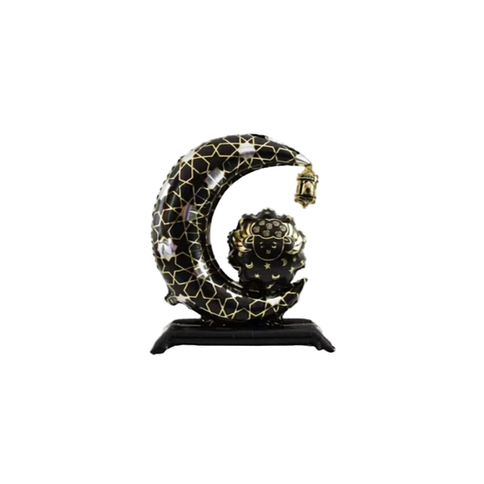 Eid ul Adha Mubarak Crescent Foil Balloon Black