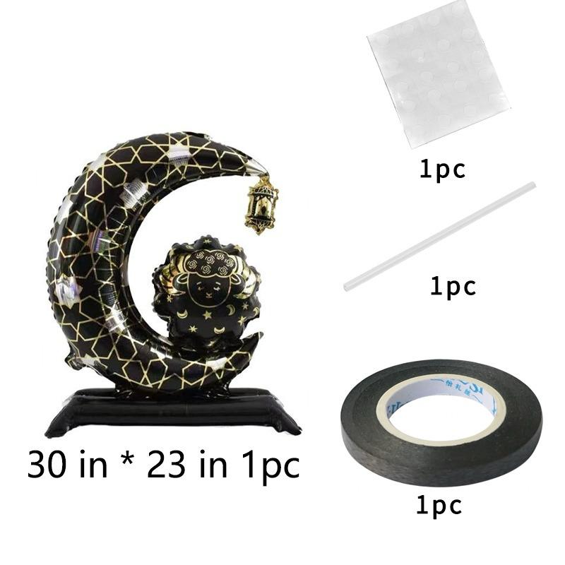 Eid ul Adha Mubarak Crescent Foil Balloon Black