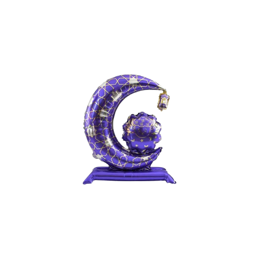 Eid ul Adha Mubarak Crescent Foil Balloon Purple