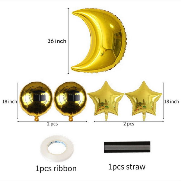 Gold Hajj Mubarak Foil Balloons Set