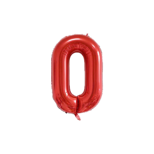Red 34-inch Foil Balloon Number 0