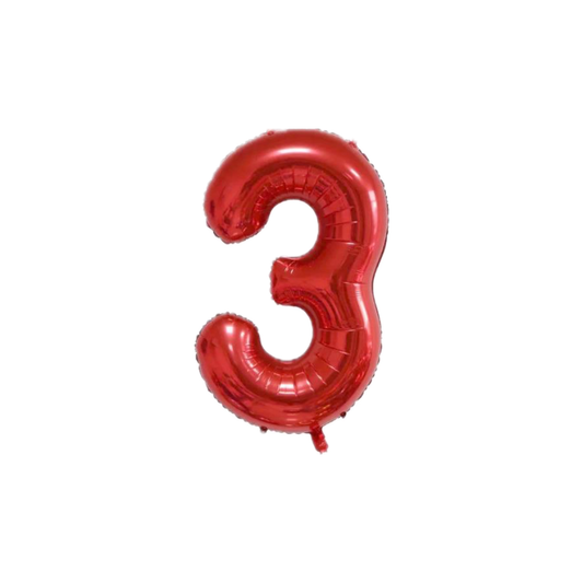 Red 34-inch Foil Balloon Number 3