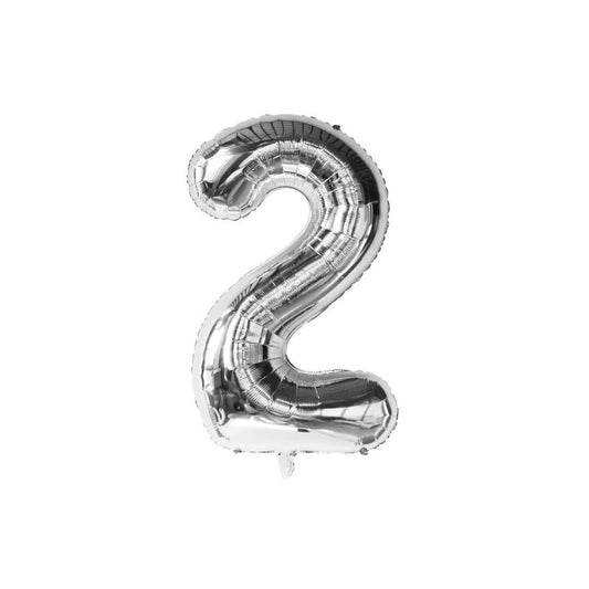Silver 34-inch Foil Balloon Number 2