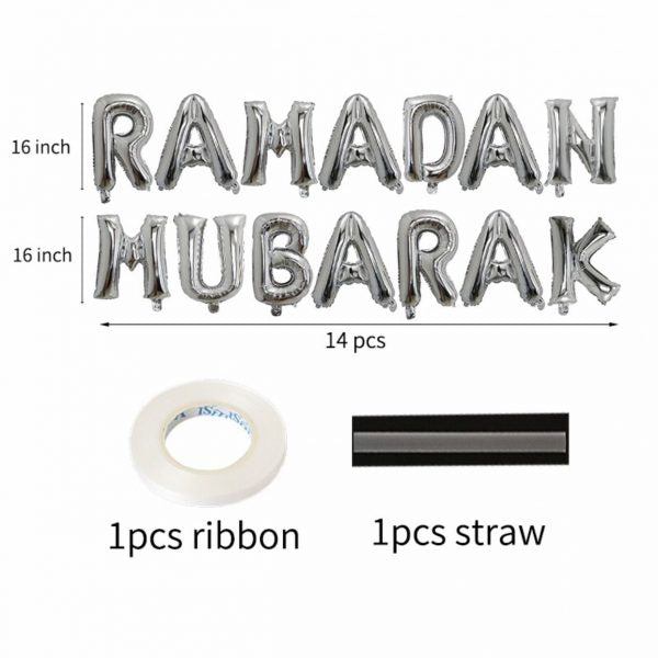 Ramadan Mubarak Letters Foil Balloon Set